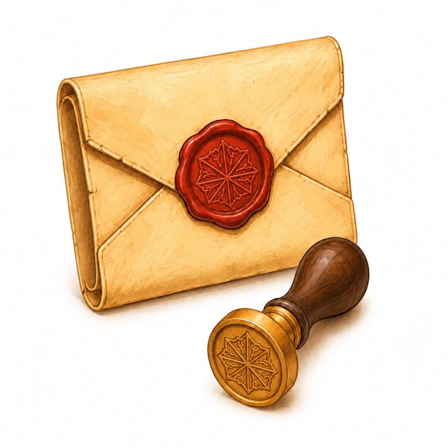 A sealed letter and traditional wax stamp